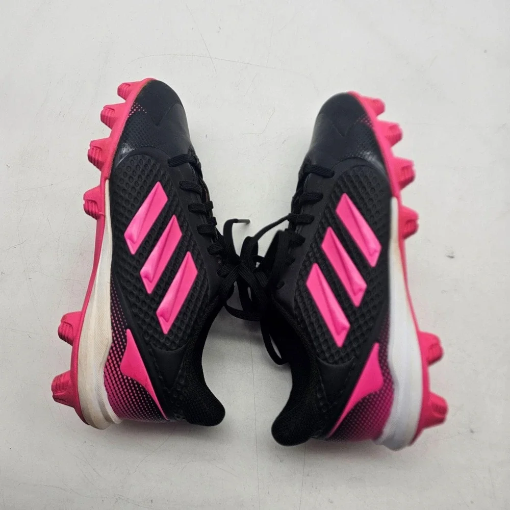 Adidas PureHustle Shoes KIDS Size 3 Black Pink Baseball Cleats Spikes Outdoor